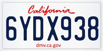 CA license plate 6YDX938