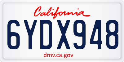 CA license plate 6YDX948