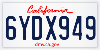 CA license plate 6YDX949