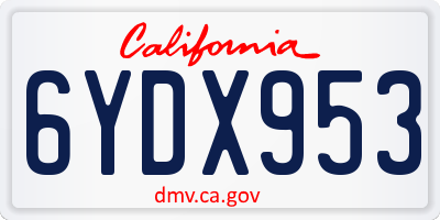 CA license plate 6YDX953