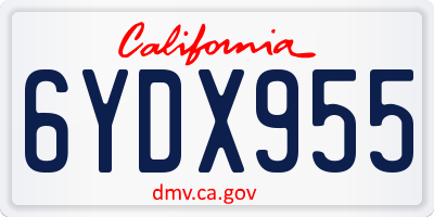 CA license plate 6YDX955