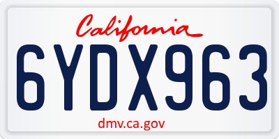 CA license plate 6YDX963