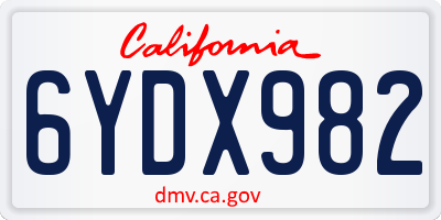 CA license plate 6YDX982
