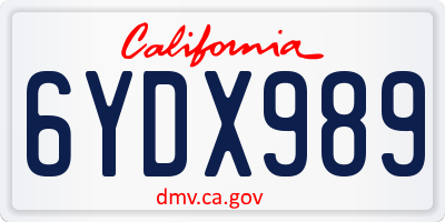 CA license plate 6YDX989