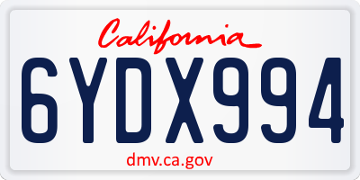 CA license plate 6YDX994