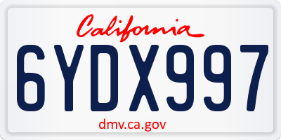 CA license plate 6YDX997