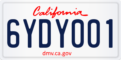 CA license plate 6YDY001