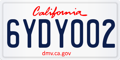 CA license plate 6YDY002