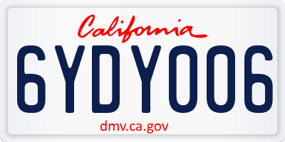 CA license plate 6YDY006