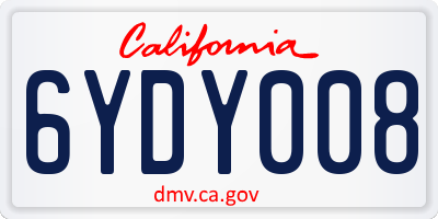 CA license plate 6YDY008