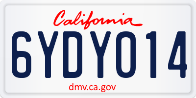 CA license plate 6YDY014