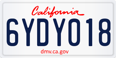 CA license plate 6YDY018