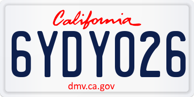 CA license plate 6YDY026