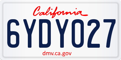 CA license plate 6YDY027