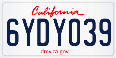 CA license plate 6YDY039