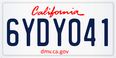 CA license plate 6YDY041