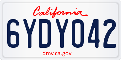 CA license plate 6YDY042