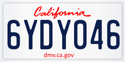 CA license plate 6YDY046