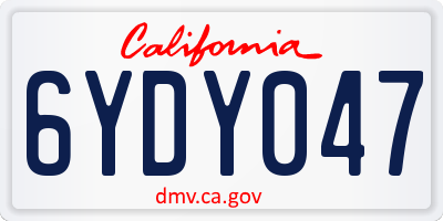 CA license plate 6YDY047
