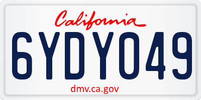 CA license plate 6YDY049