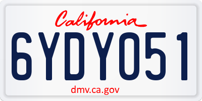 CA license plate 6YDY051