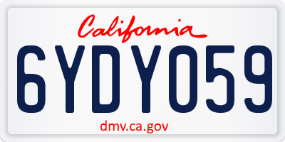 CA license plate 6YDY059