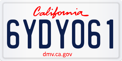 CA license plate 6YDY061