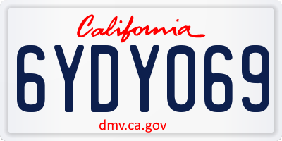 CA license plate 6YDY069