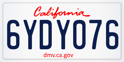 CA license plate 6YDY076