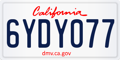 CA license plate 6YDY077