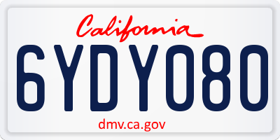 CA license plate 6YDY080