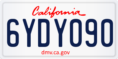 CA license plate 6YDY090