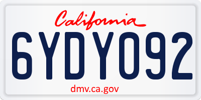 CA license plate 6YDY092