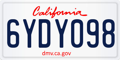 CA license plate 6YDY098