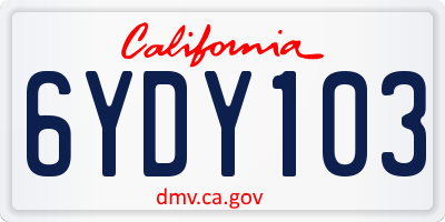CA license plate 6YDY103