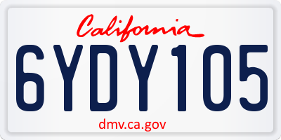 CA license plate 6YDY105