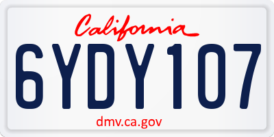 CA license plate 6YDY107