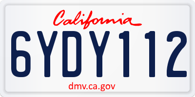 CA license plate 6YDY112