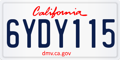 CA license plate 6YDY115