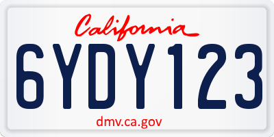 CA license plate 6YDY123