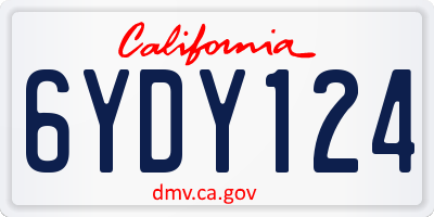 CA license plate 6YDY124