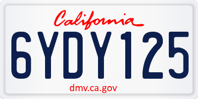 CA license plate 6YDY125