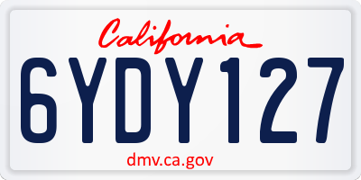 CA license plate 6YDY127