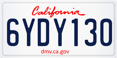 CA license plate 6YDY130