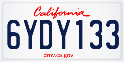 CA license plate 6YDY133