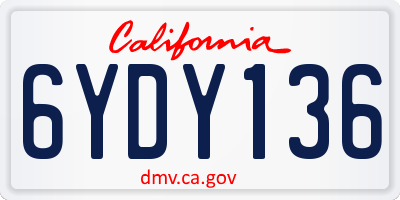 CA license plate 6YDY136