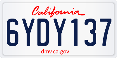 CA license plate 6YDY137