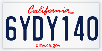 CA license plate 6YDY140