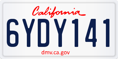 CA license plate 6YDY141