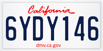 CA license plate 6YDY146